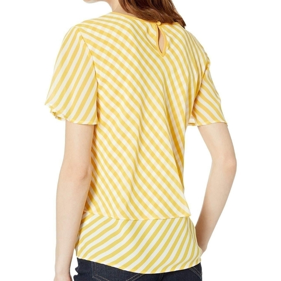 Vince Camuto Flutter Sleeve Stripe Layered Blouse - Picture 11 of 12